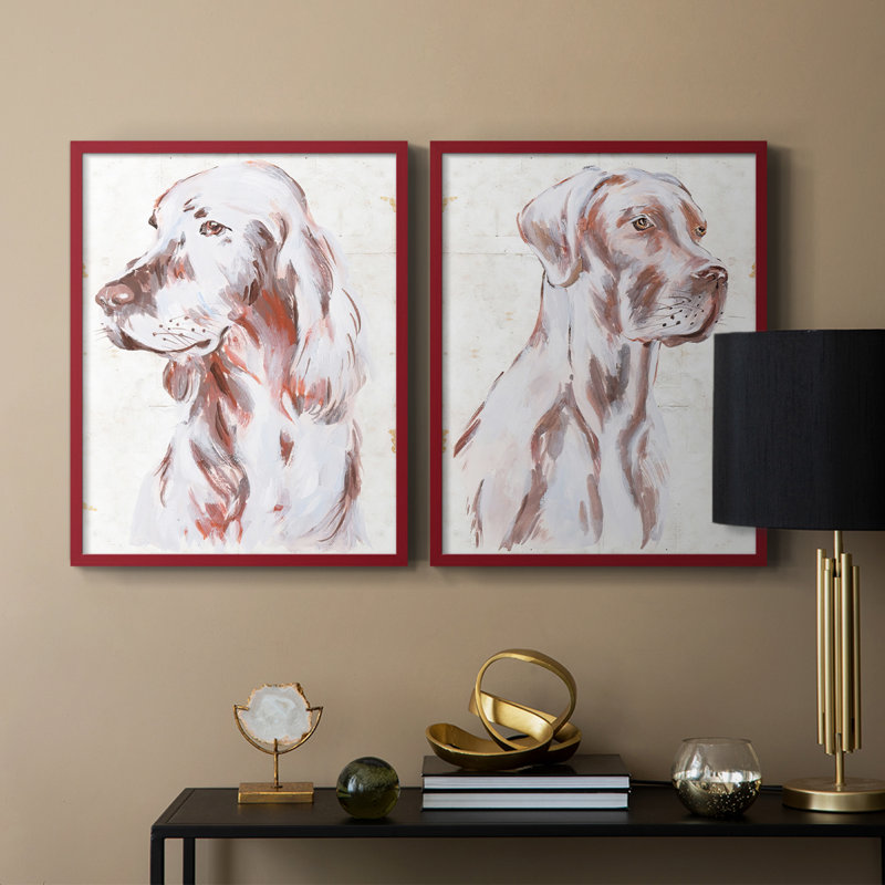 «Sitting Dog III», reproduction encadrée de qualité supérieure - prête à être accrochée - aucun clou requis - aucun clou requis