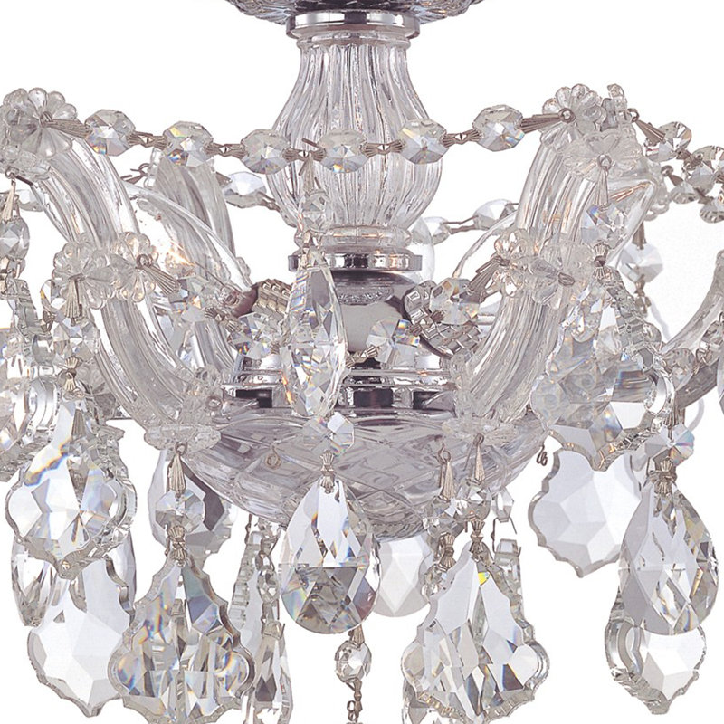Weekes 3-Light 13.5'' Semi Flush Mount, Polished Chrome, Hand Polished