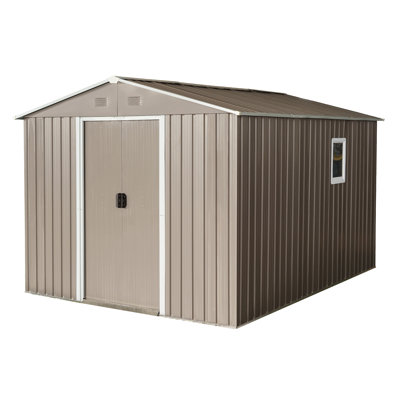 8Ft X 10Ft Outdoor Metal Storage Shed With Metal Floor Base,With Window