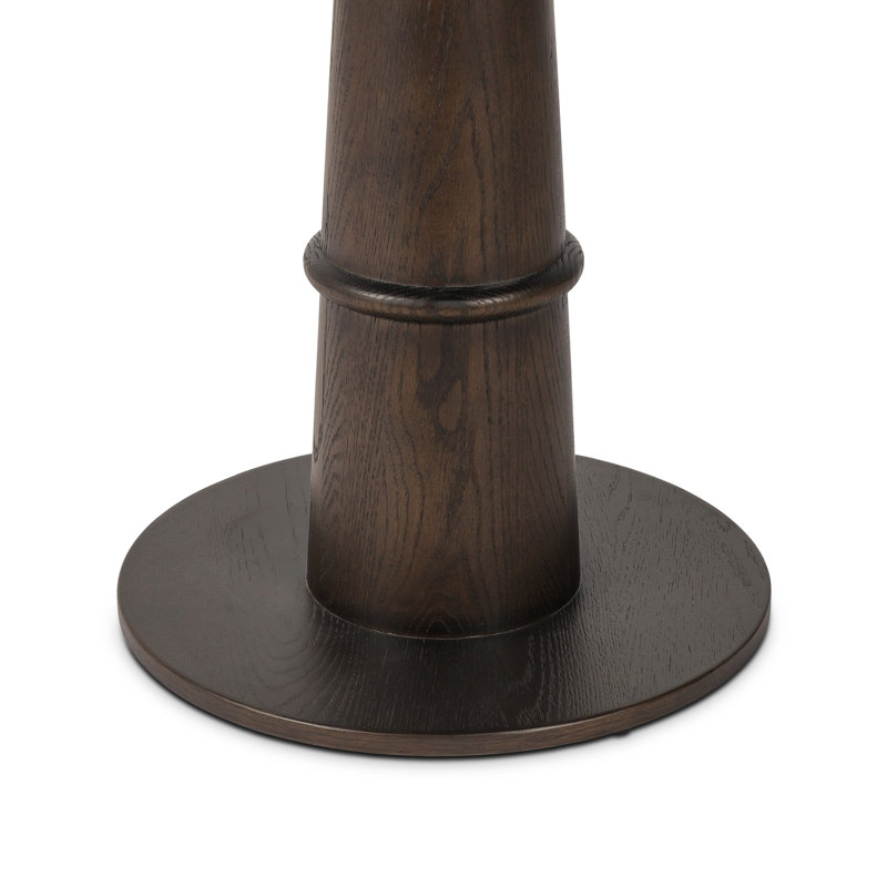 Goetz Bar Table-Brown Oak-Bar, Warm Gray Marble/Brown Oak, 42.5" H x 32" L x 32" W