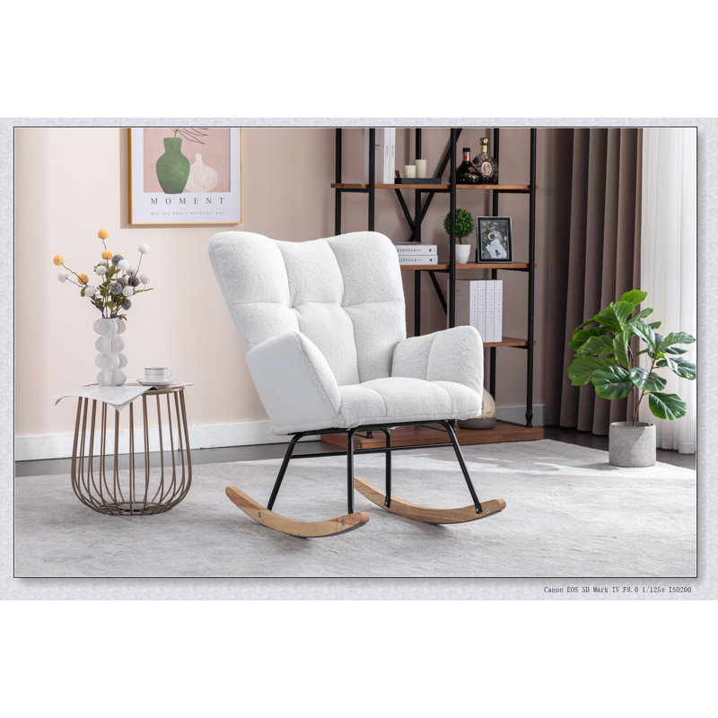 Chaise berçante en tissu Teddy, Ivoire ivoire