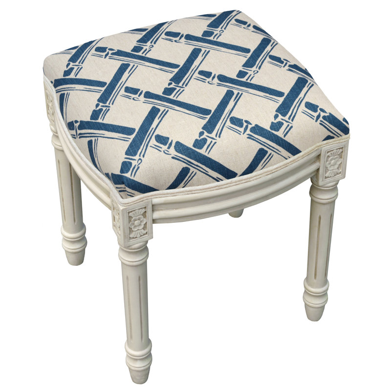 Tabouret de coiffeuse en bois massif Kellan, Bleu marine