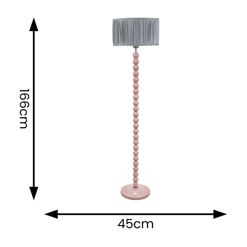 Grenada 145cm Traditional Floor Lamp, Grey, Pink, Yes