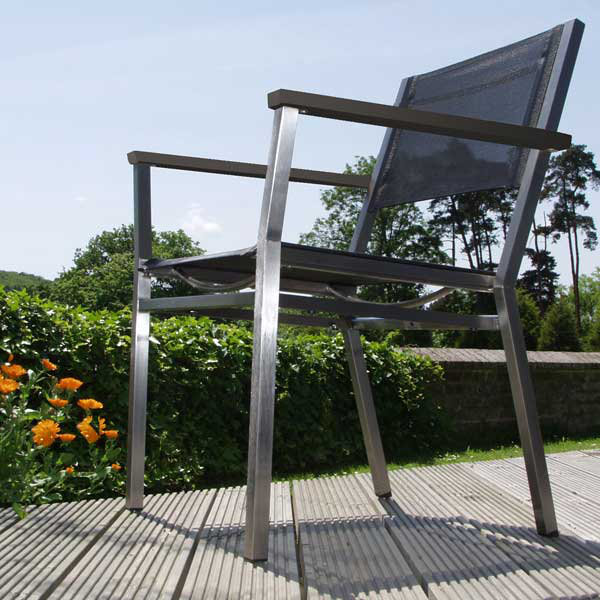 Equinox Dining Armchair, Graphite Finish/Titanium Sling