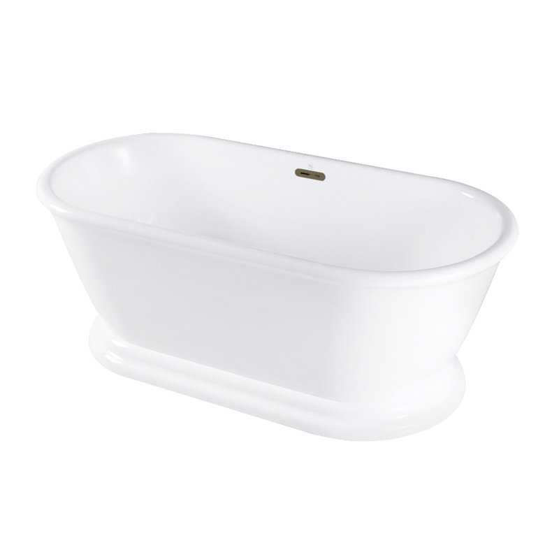 Kingston Brass Aqua Eden 60-Inch Acrylic Oval Double Ended Pedestal Tub With Drain