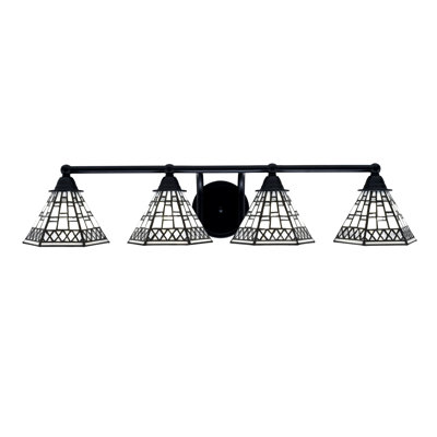 Paramount 4 Light Bath Bar Shown In Matte Black Finish With 7" Pewter Art Glass