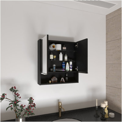 Armoire à pharmacie rectangulaire avec miroir wengé