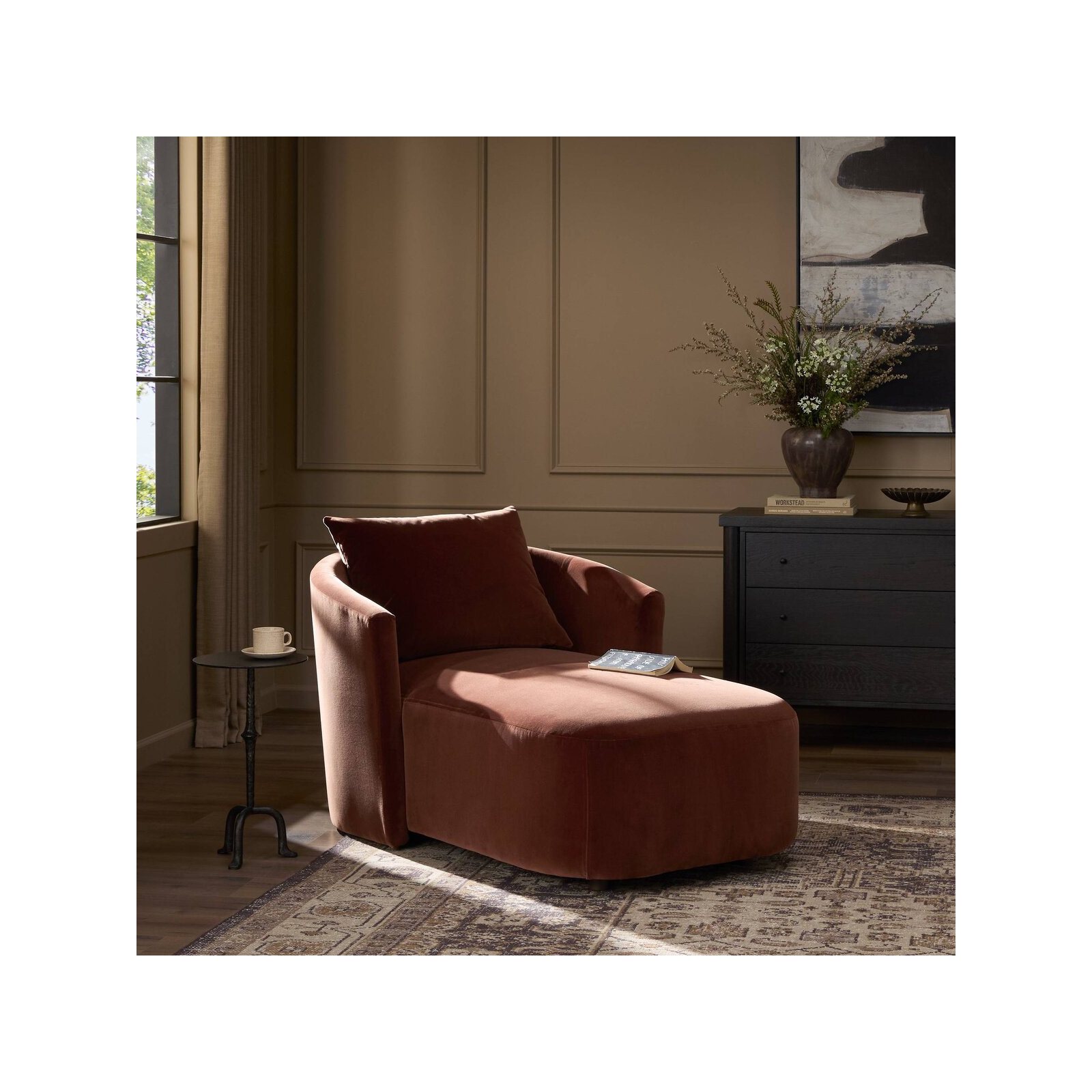 Mirage Upholstered Chaise Lounge, Surrey Auburn 76.8% Cotton/23.2% Polyester
