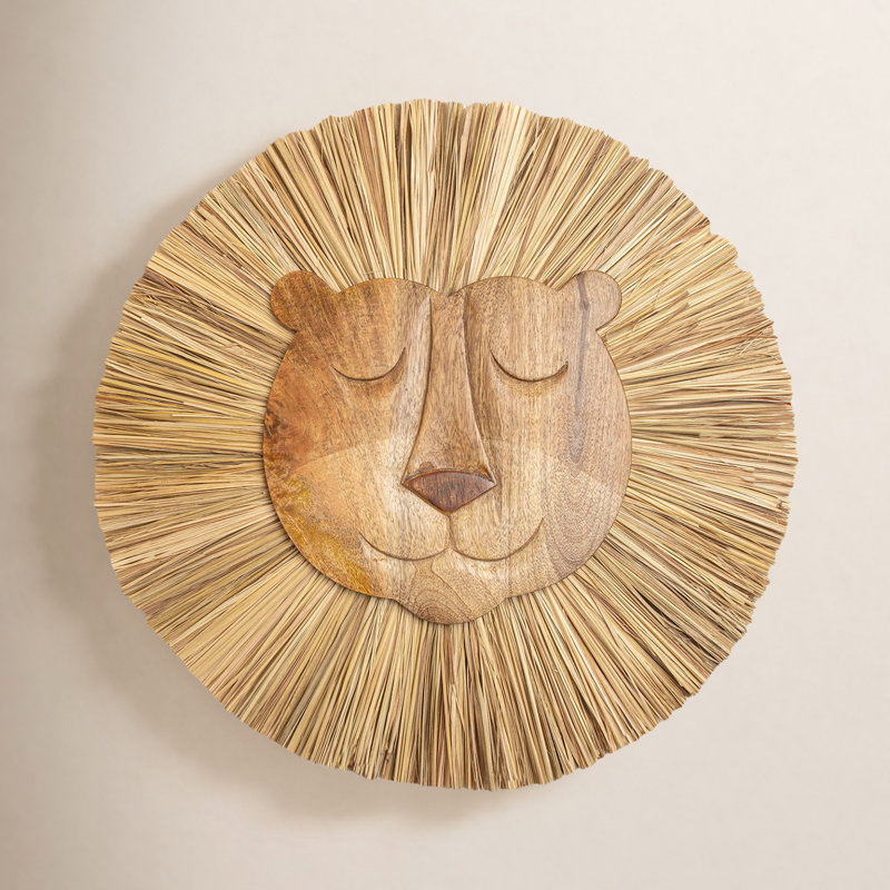 Jeanette Handmade Wooden Lion Wall Décor for Baby Nursery or Kid's Room, Crane Baby