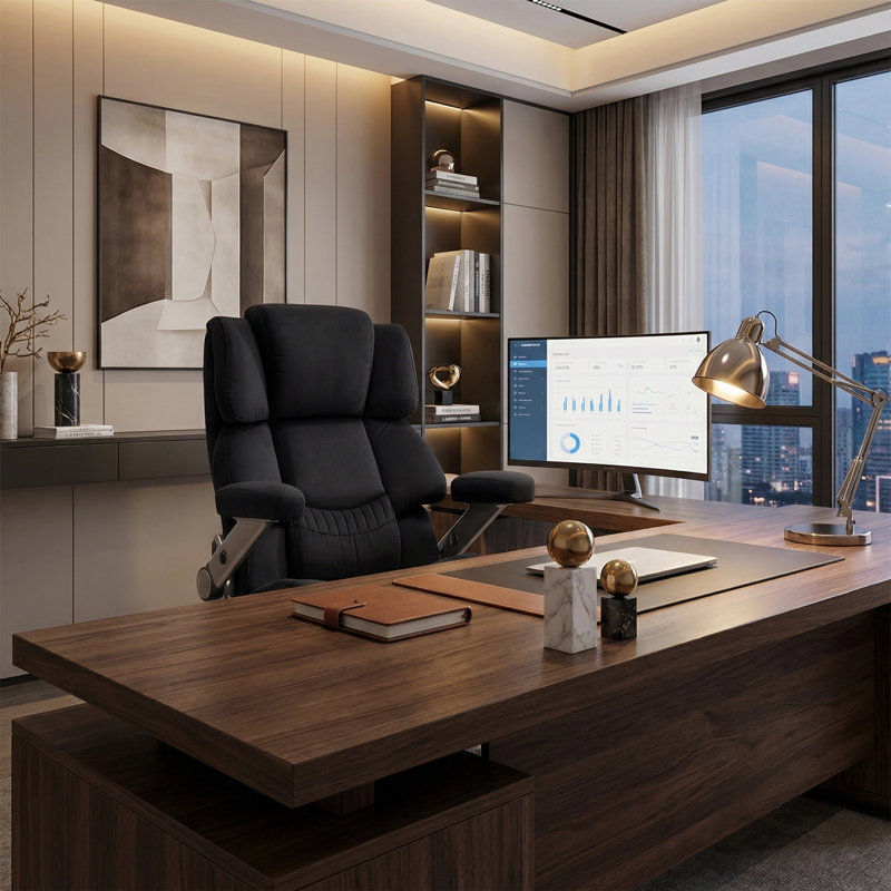 Fauteuil de bureau ergonomique Wayfair Nagib, Noir