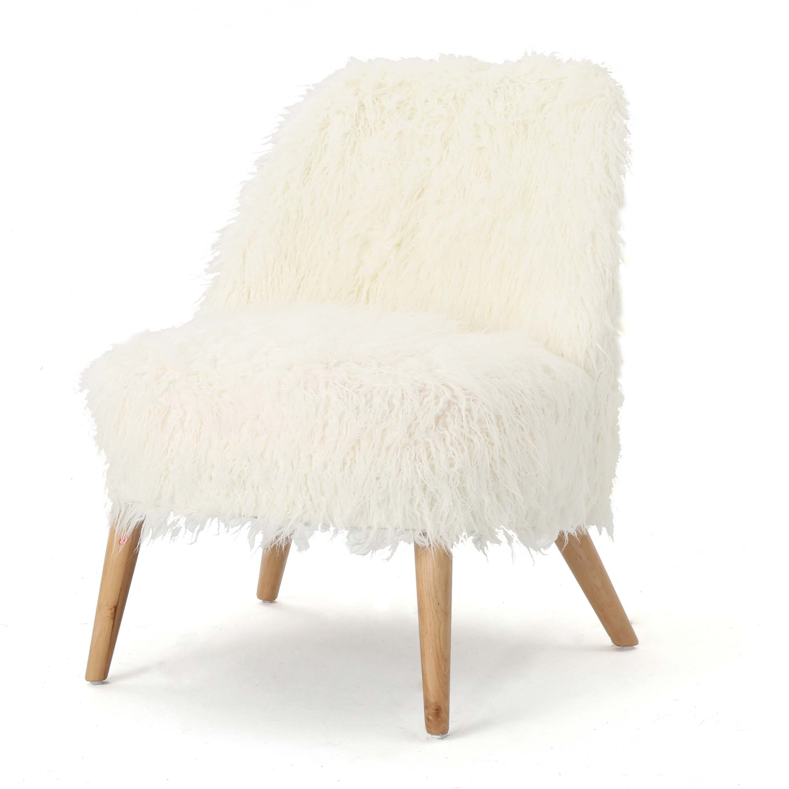 Mercer41 White faux fur Club Chair with 4 Legs | Wayfair