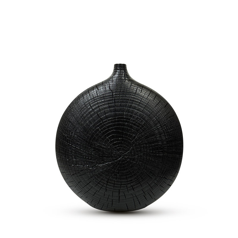 Darisley Handmade Matte Black Polyresin Vase for Living Room Decor, Modern Vase Home Decoration, 38 H x 34 W x 12.50 D cm