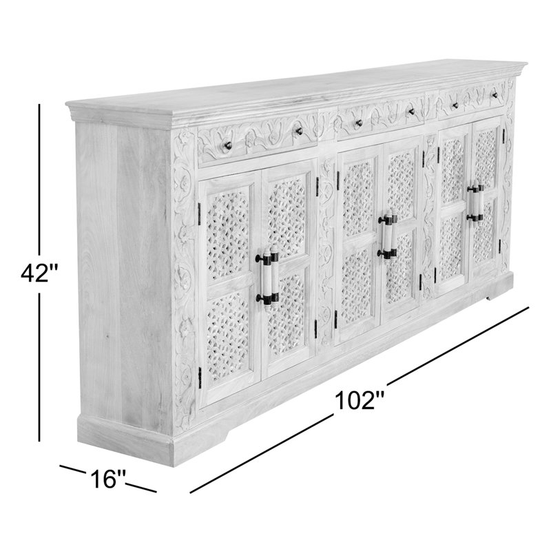 Buffet sculpté gris de 102 po Canora, Beige