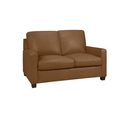 Causeuse à accoudoirs carrés en cuir véritable Anum