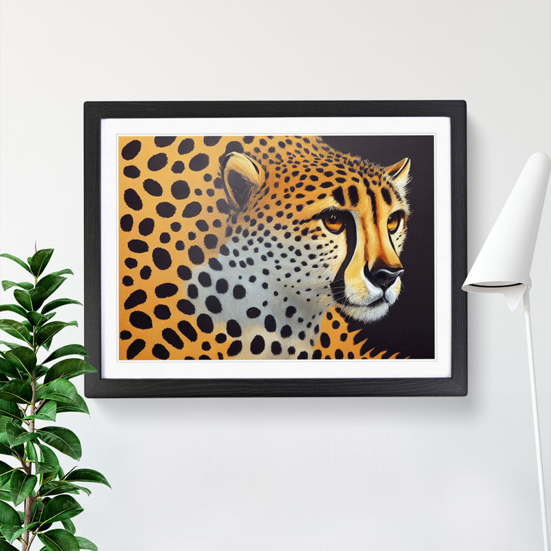 Explosive Cheetah - Single Picture Frame Print, Black, 46cm H x 64cm W x 2cm D