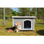 Grande niche pour chien d'extérieur en bois, toit imperméable, plancher surélevé-299163898-299163847