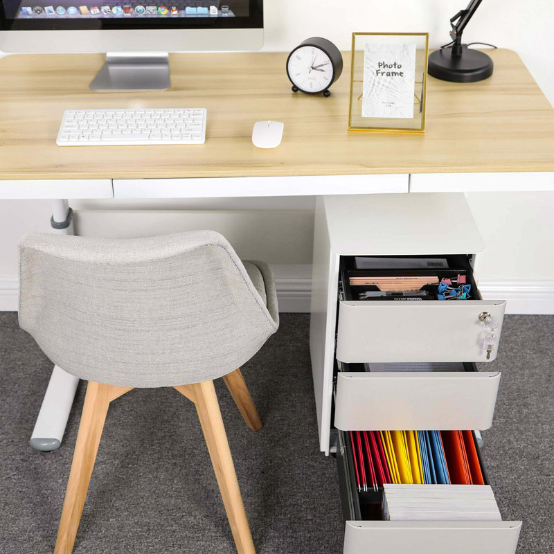 Danby 30cm Wide 3 -Drawer Steel File Cabinet, White/Grey