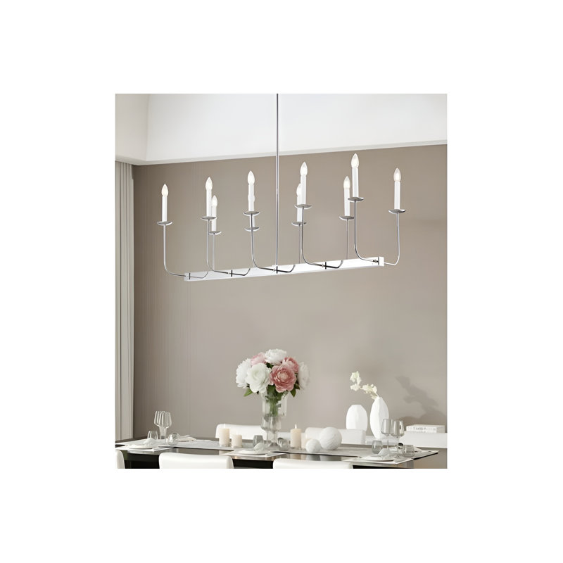 10-Light 47" Linear Branch Chandelier In Premium Polished Chrome, Polished Chrome