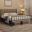 Minimalist Metal Bed Frame with Slatted Headboard-1933377680-1926513659