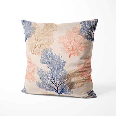 Abstract Accent Pillow - Coastal Coral Beach Pattern Printed Cushion