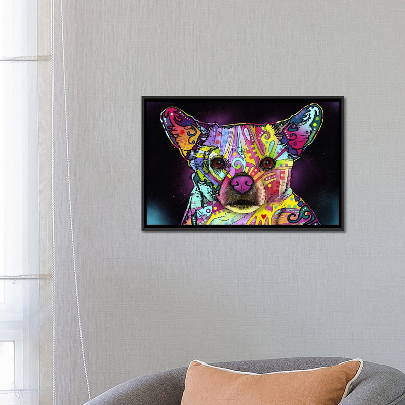 «Cheemix» par Dean Russo - Estampe numérique sur toile tendue avec châssis, H 18 po x l 26 po x P 1,5 po, Cadre noir