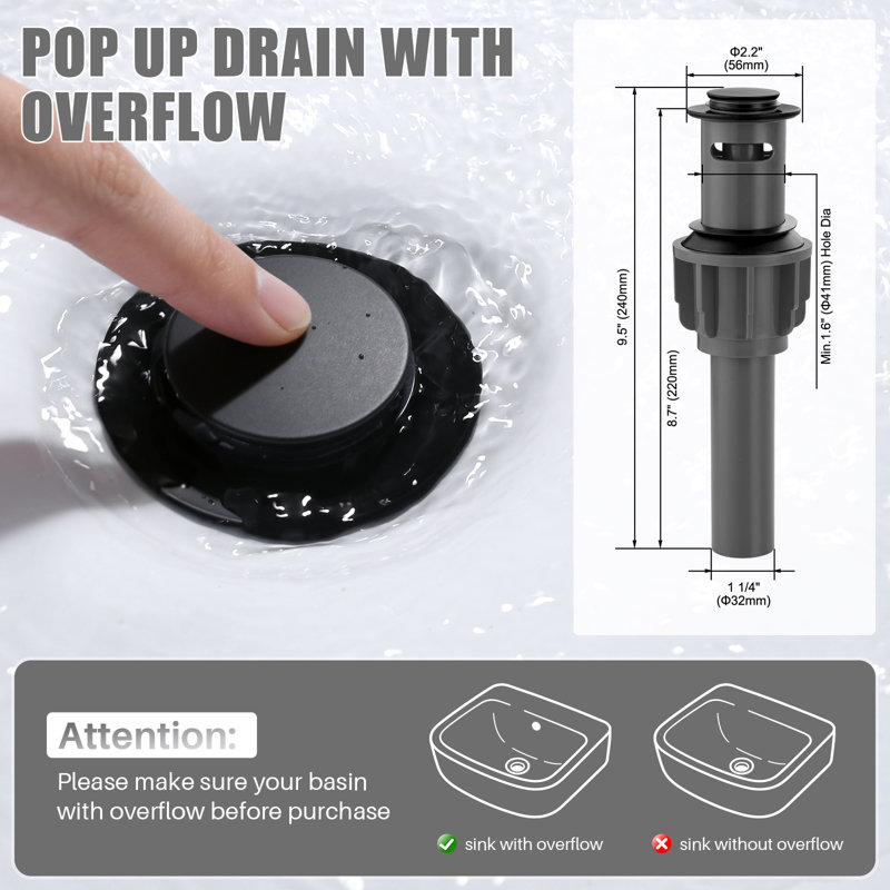 2-handle Bathroom Faucet with Drain Assembly, Black