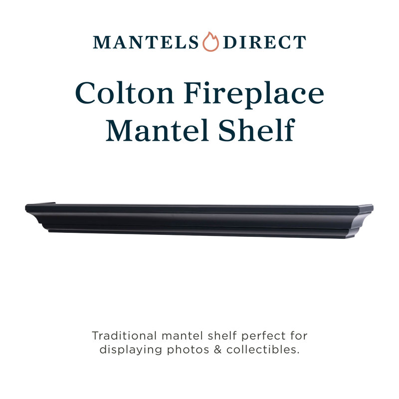 Colton Floating Wood Fireplace Mantel Shelf 60 in. - Crafted from Pine Wood - Traditional Design, 60" Length, Black