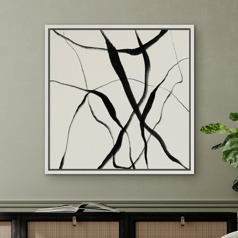 Geometric Black Gray Spiral Ring Circle Abstract Shapes Modern Art Decorative Contemporary Minimal, Blanc