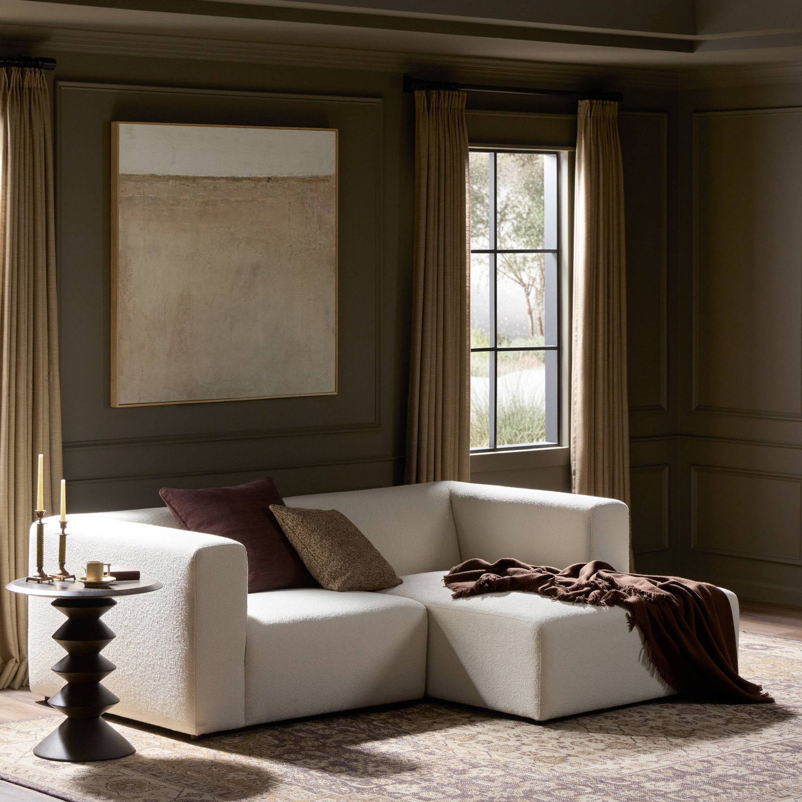 Sloan 2PC Sectional, Left Hand Facing, Fayette Cloud Polyester Blend