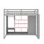 Lit mezzanine simple en bois avec armoire intégrée, tablettes et escalier-2015295757