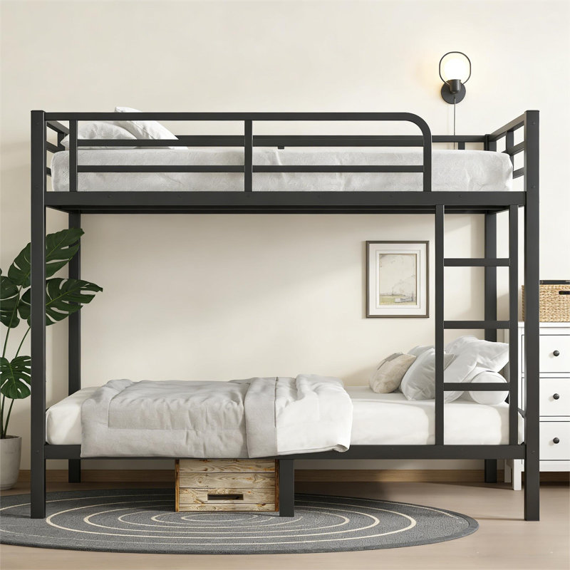 Full Over Full Metal Bunk Bed For Teens And Adults,space-saving/noise Reduced/no Box Spring Needed, Black, Black