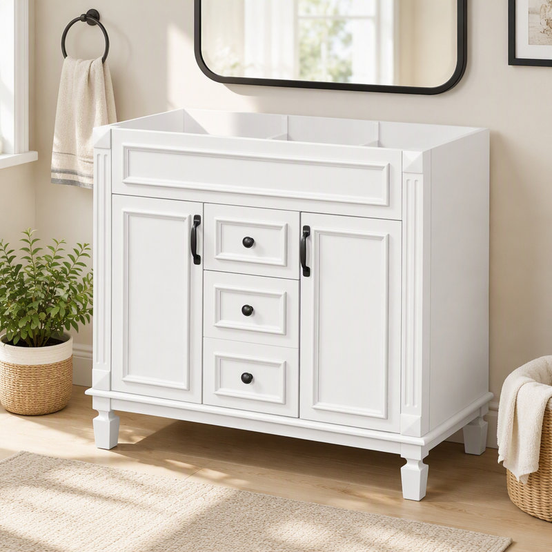 Meuble-lavabo moderne de 91 cm (36 po) avec 2 portes à fermeture douce, meuble de rangement seulement