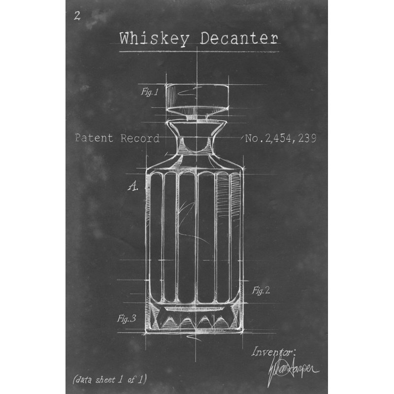 "Barware Blueprint VII" par Ethan Harper, reproduction d'art sur toile, H 12 po x l 8 po, Cadre noir