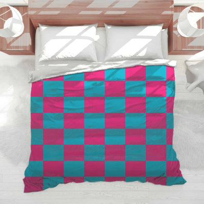 Pink Blue Checkered Comforter