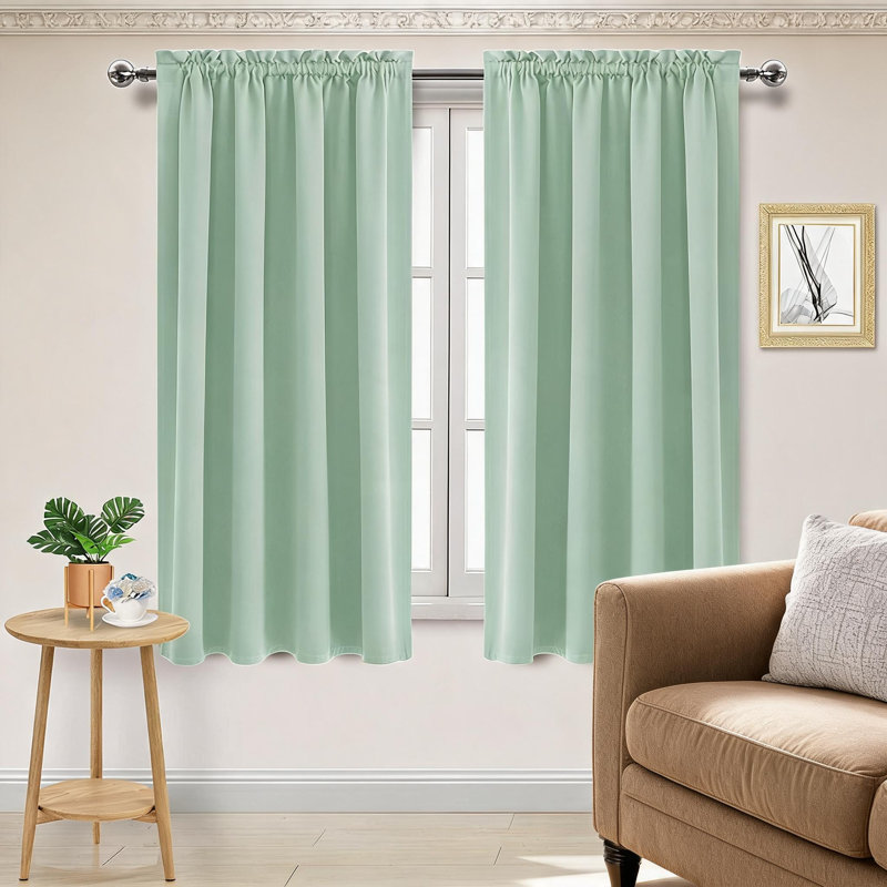 Ensemble de 2 rideaux occultant vert simple et moderne de 42 po x 72 po convenant à la chambre à coucher, au balcon, à la baie vitrée et à la décoration intérieure (ensemble de 2)
