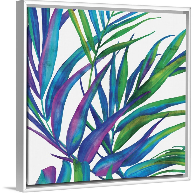 «Colorful Leaves II» par Eva Watts - reproduction d'art sur toile, Toile encadrée flottée blanche