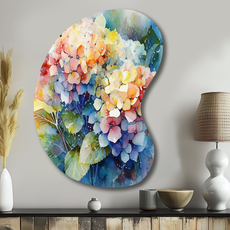 Reproduction de sculpture murale asymétrique en métal Creswell - forme unique d'hortensia, H 39 po x l 28 po