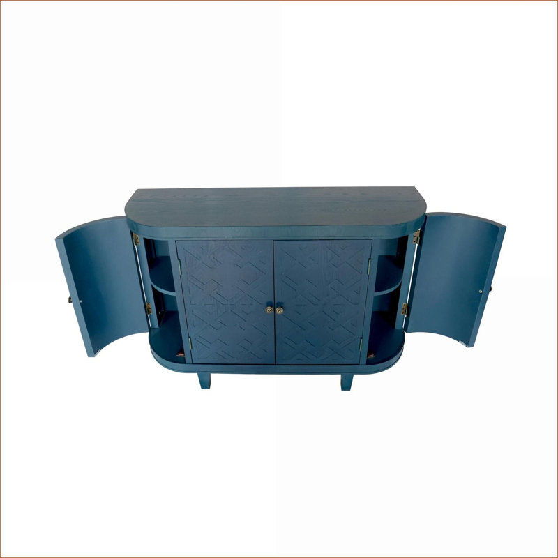 Storage Cabinet With 4 Doors, Freestanding Sideboard Cabinet, Accent Storage Cabinet With Sliding Door