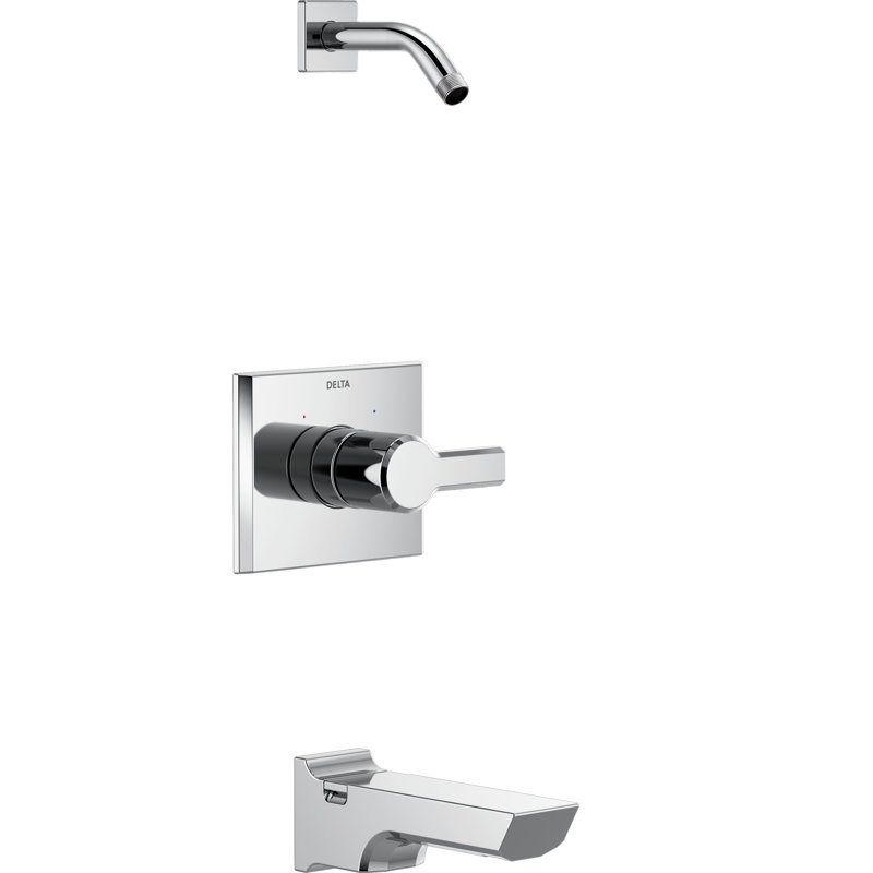 Garniture de robinet de baignoire et de douche pivotante sans tête avec valve brute et moniteur, Chrome