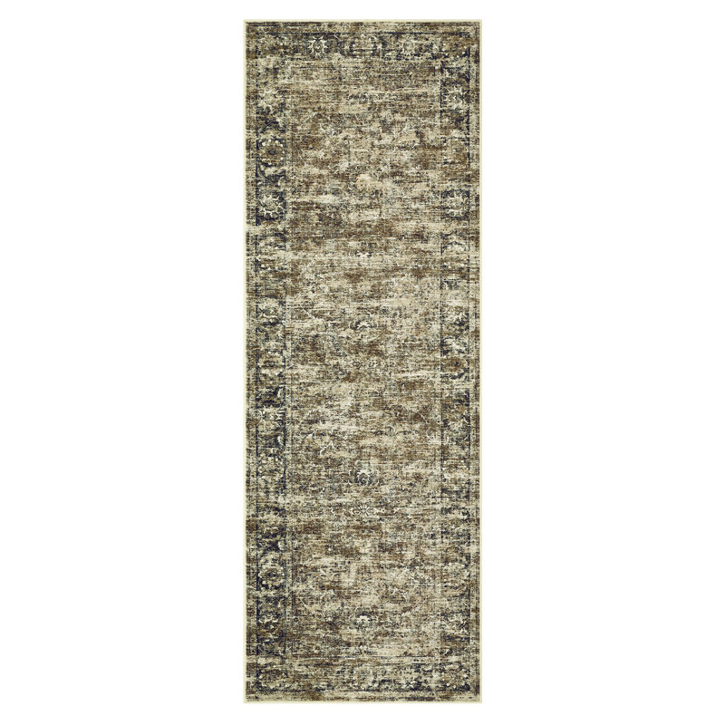  Washable Rugs for Living Room, Non Slip Low Pile Vintage Area Rugs for Bedroom, Stain Resistant Contemporary Foldable Neutral Soft Carpet, Indoor Distressed Floor Mats