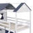 Kobart Bunk Wood House Bed with Elegant Windows, Sills and Tent-963362278-963362273