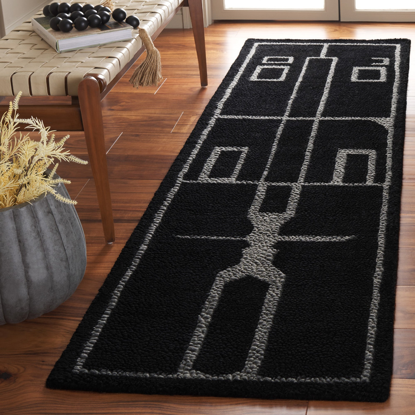 Murcia Hand-Woven Abstract Wool Rug, Runner 2'3" x 8'