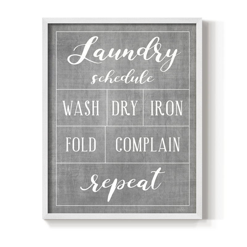 Laundry Schedule Framed Print - Solid Wood, 15" H x 12" W, White