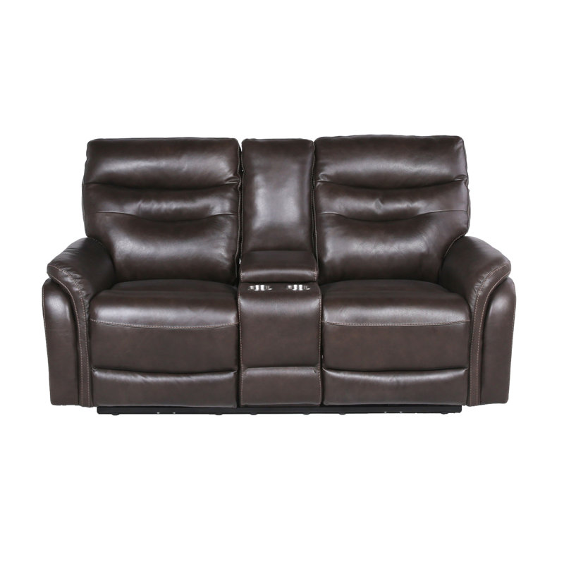 Causeuse inclinable en cuir Aonghus, Similicuir brun foncé