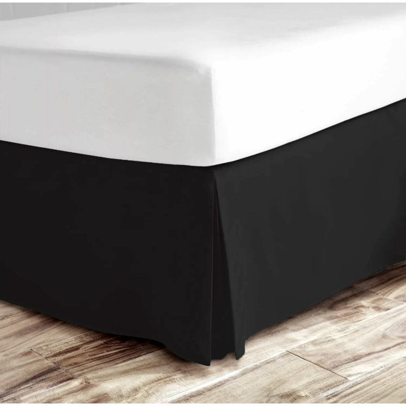 Pleated Bed Skirt, Black, Queen