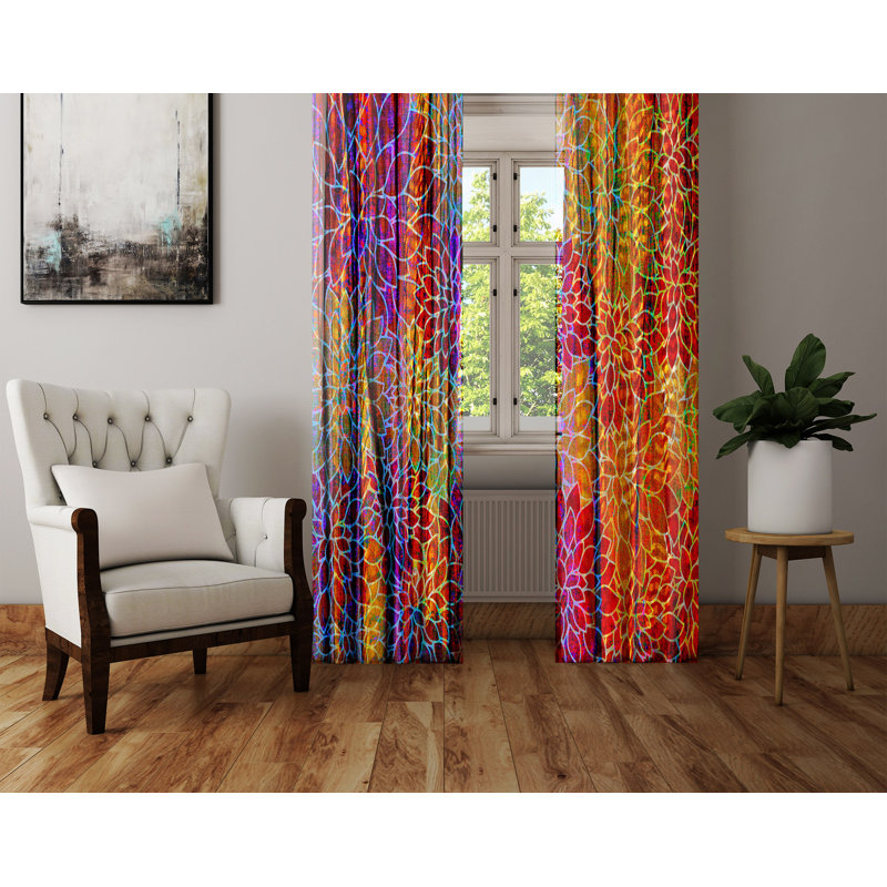 Panneaux de rideaux semi-transparents à motif floral bohémien, L 20 po x L 61 po