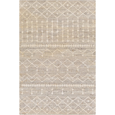 Tapis ivoire en jute tissé à plat à la main Salma Southwestern