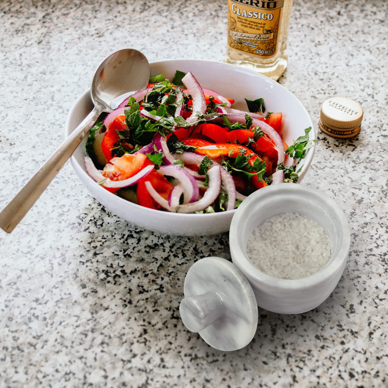 Marmite en marbre avec couvercle, pot à sel ou poivre blanc
