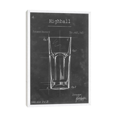 Barware Blueprint II 1 Piece Wall Art on Canvas