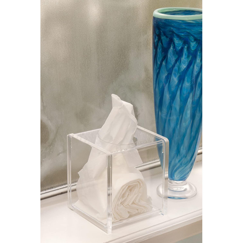 Porte-boîte à mouchoirs carré transparent en acrylique transparent pour décoration de salle de bain moderne et rangement